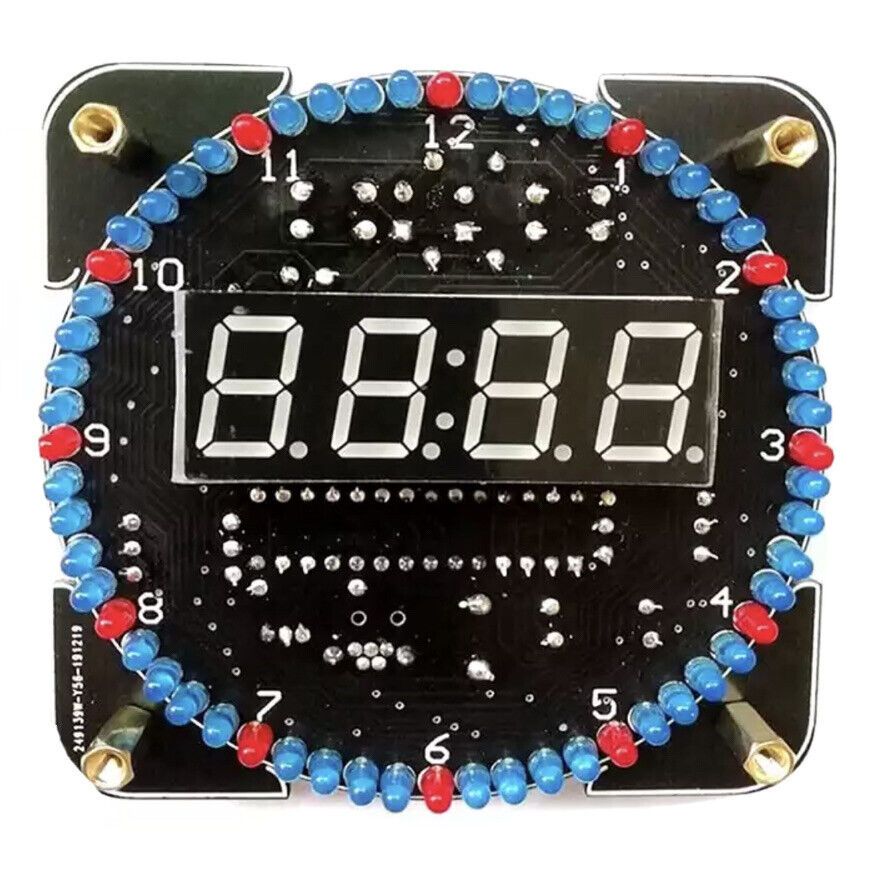 DIY DS1302 Rotating LED Electronic Digital Clock Temperature Display KIT + Case