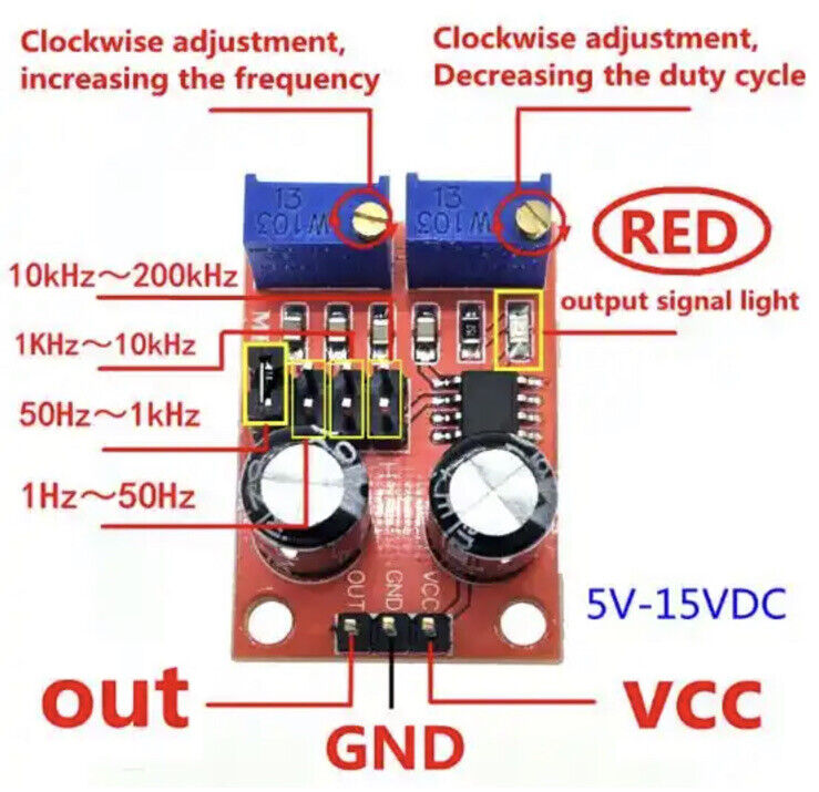 4PCS NE555 Pulse Frequency Duty Cycle Adjustable Module Square Wave Signal Board