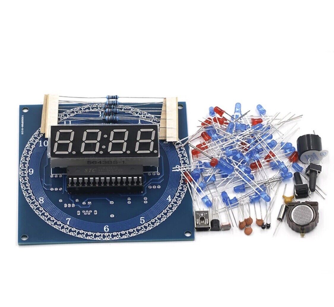 DIY Rotating LED DS1302 Electronic Digital Clock + Case Temperature Display KIT