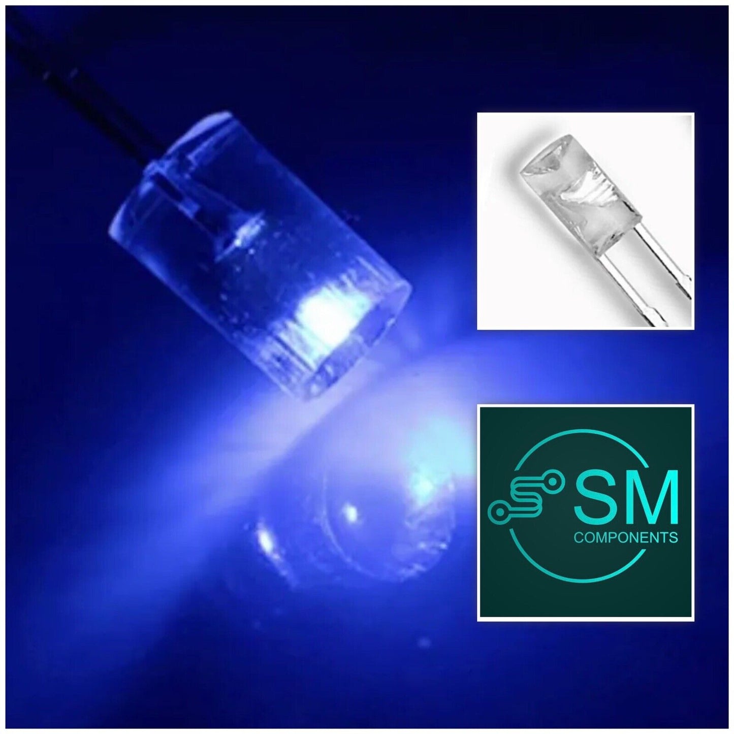 3mm LED Concave BLUE Light Emitting Diode 100pcs Clear Flat Top Concave 460nm