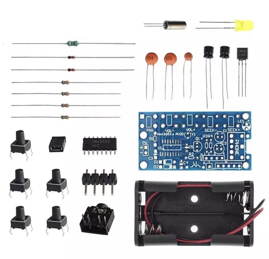 DIY Radio Kit 76MHz-108MHz Wireless Stereo FM Audio Receiver DIP+SMD 1.8-3.6v DC