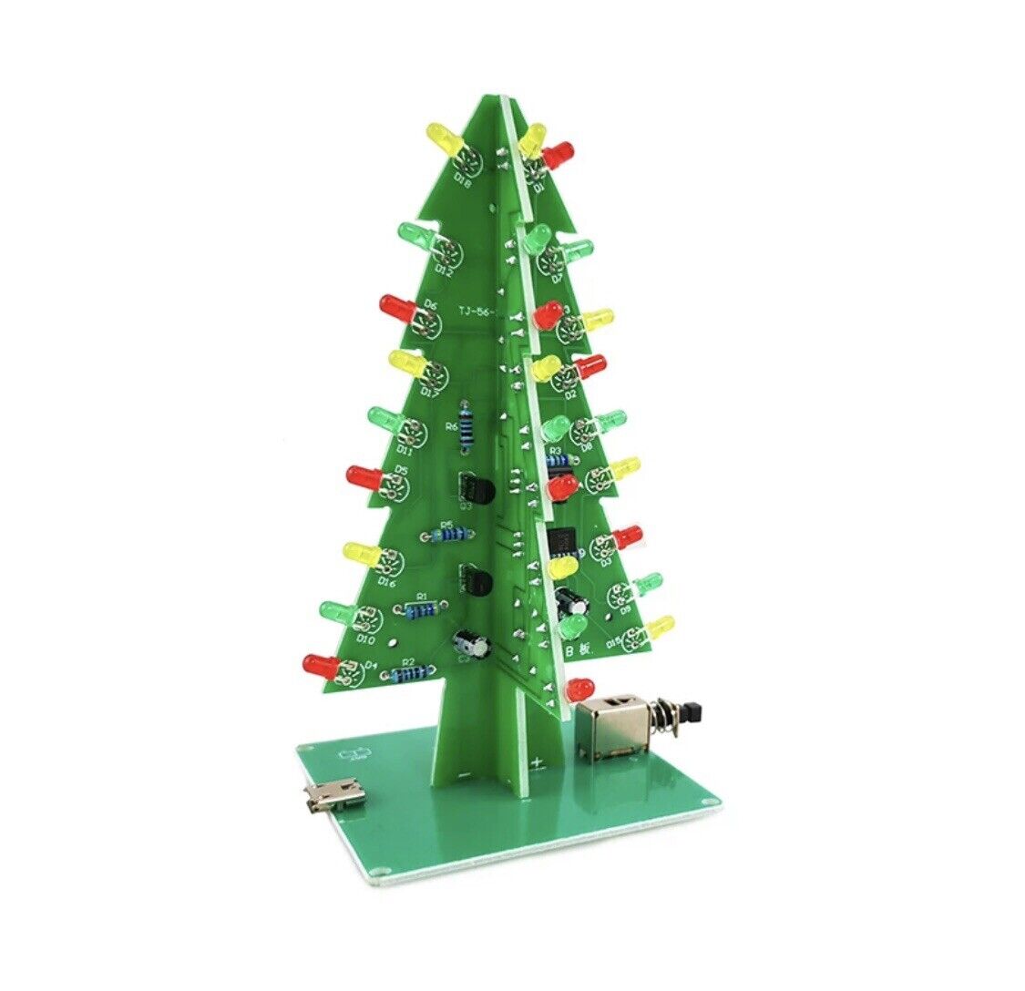 3D 3 Colours Led Christmas Tree DIY Electronic Circuit Kit Led Solder Practice