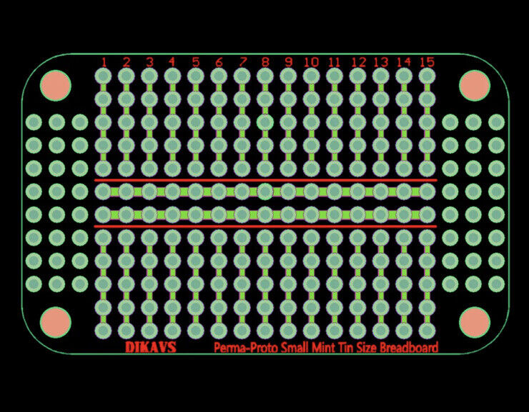 6 Colour DIKAVS Perma-Proto Prototype PCB 52X32 Double Sided Breadboard Layout