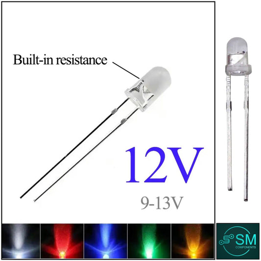 100pcs 3mm LEDS 4-12V leds Light Emitting Diodes Round Clear NO RESISTOR LED