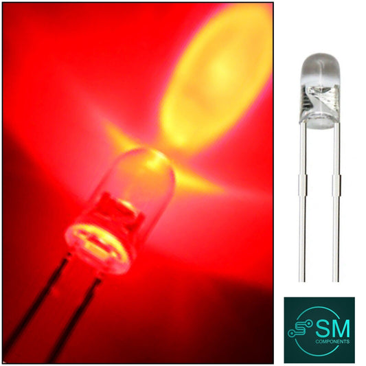 100pcs 3mm RED Clear Round Top LED Light Emitting Diodes DIY Edgeless