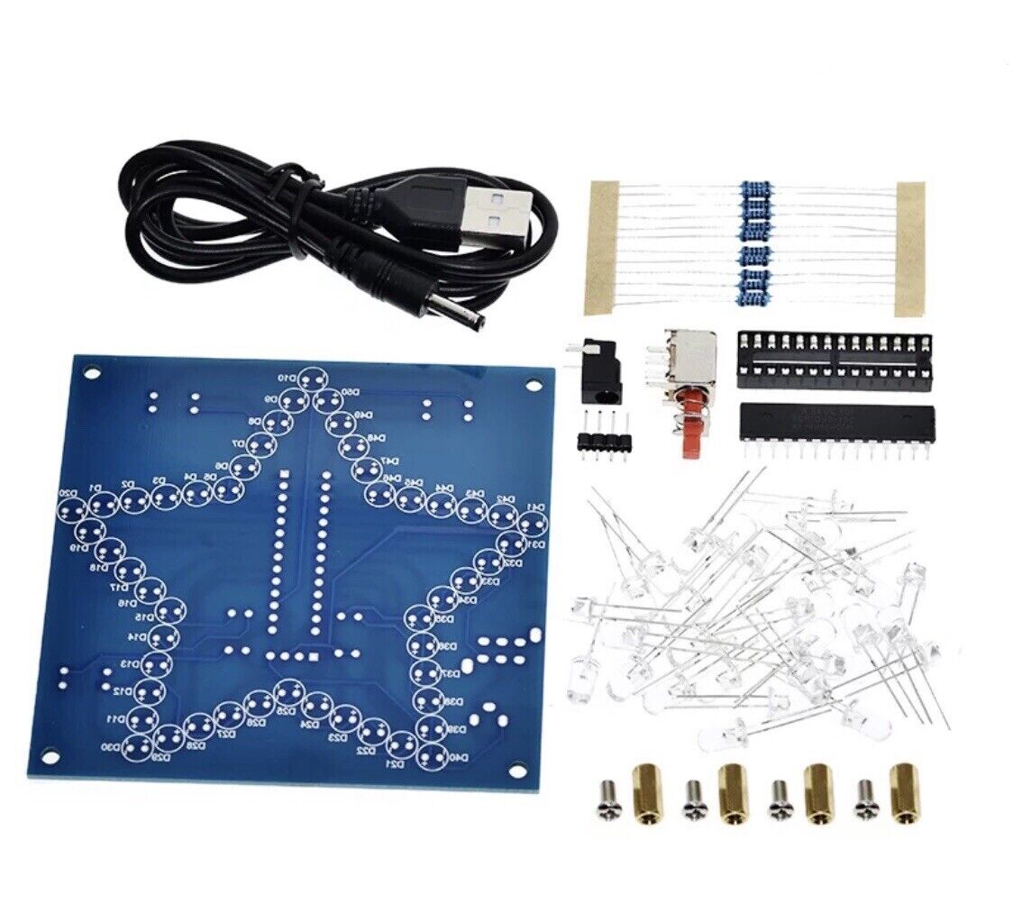 DIY RGB LED 5 Point Star Project Electronic Education Circuit Kit Inc Clear Case