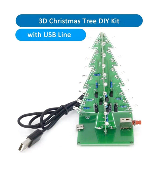 3D RGB Led Christmas Tree DIY Electronic Circuit Kit Led Solder Practice Starter