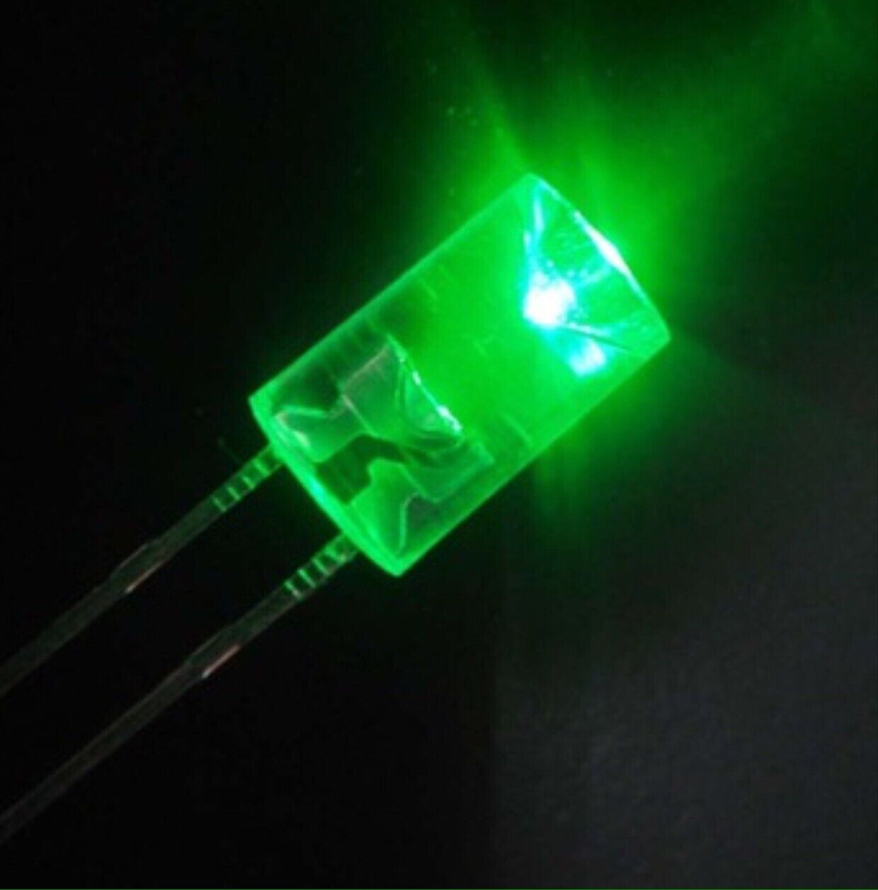 5mm Green Led Light Emitting Diode Flat Top Concave 100pcs Clear Top