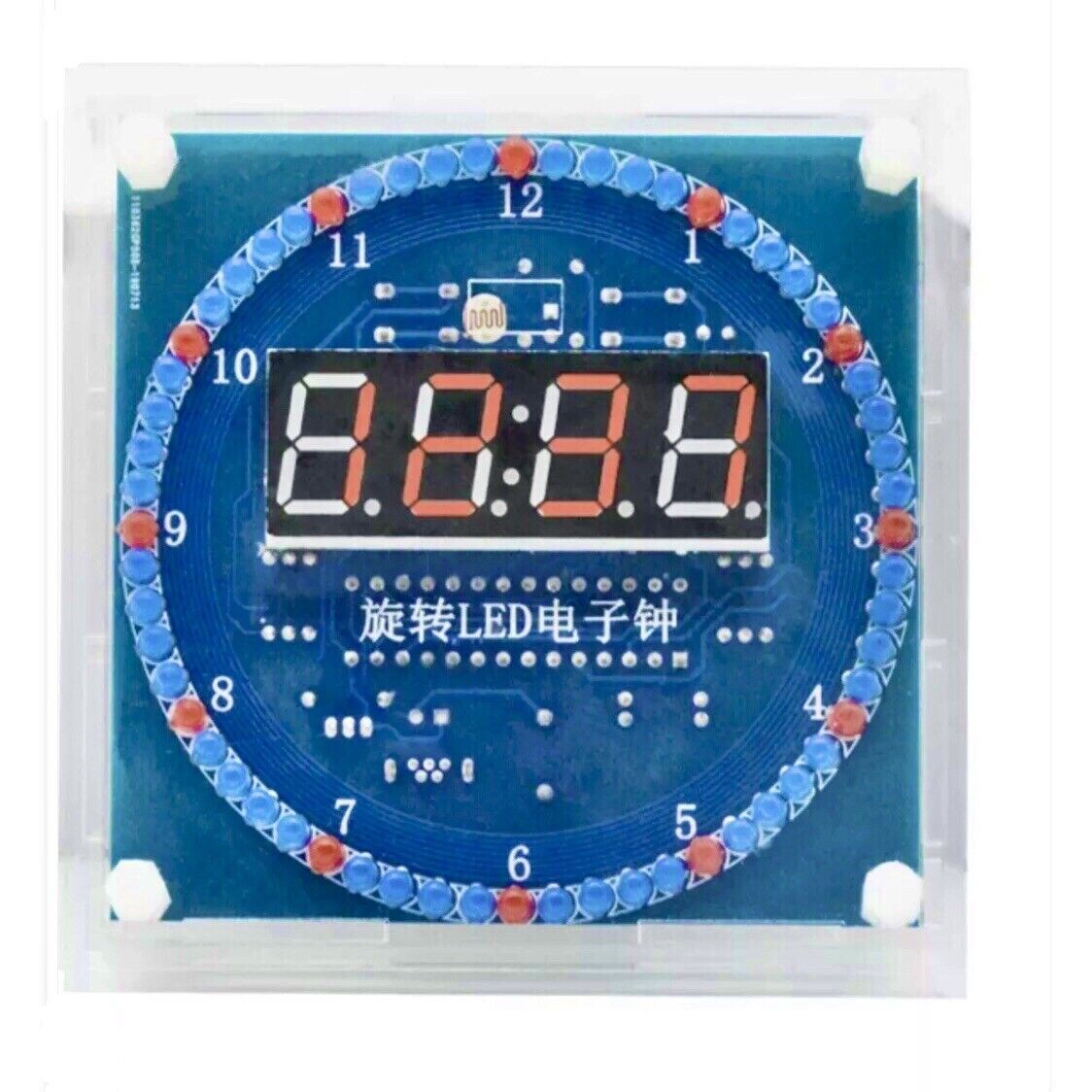 DIY Rotating LED DS1302 Electronic Digital Clock + Case Temperature Display KIT