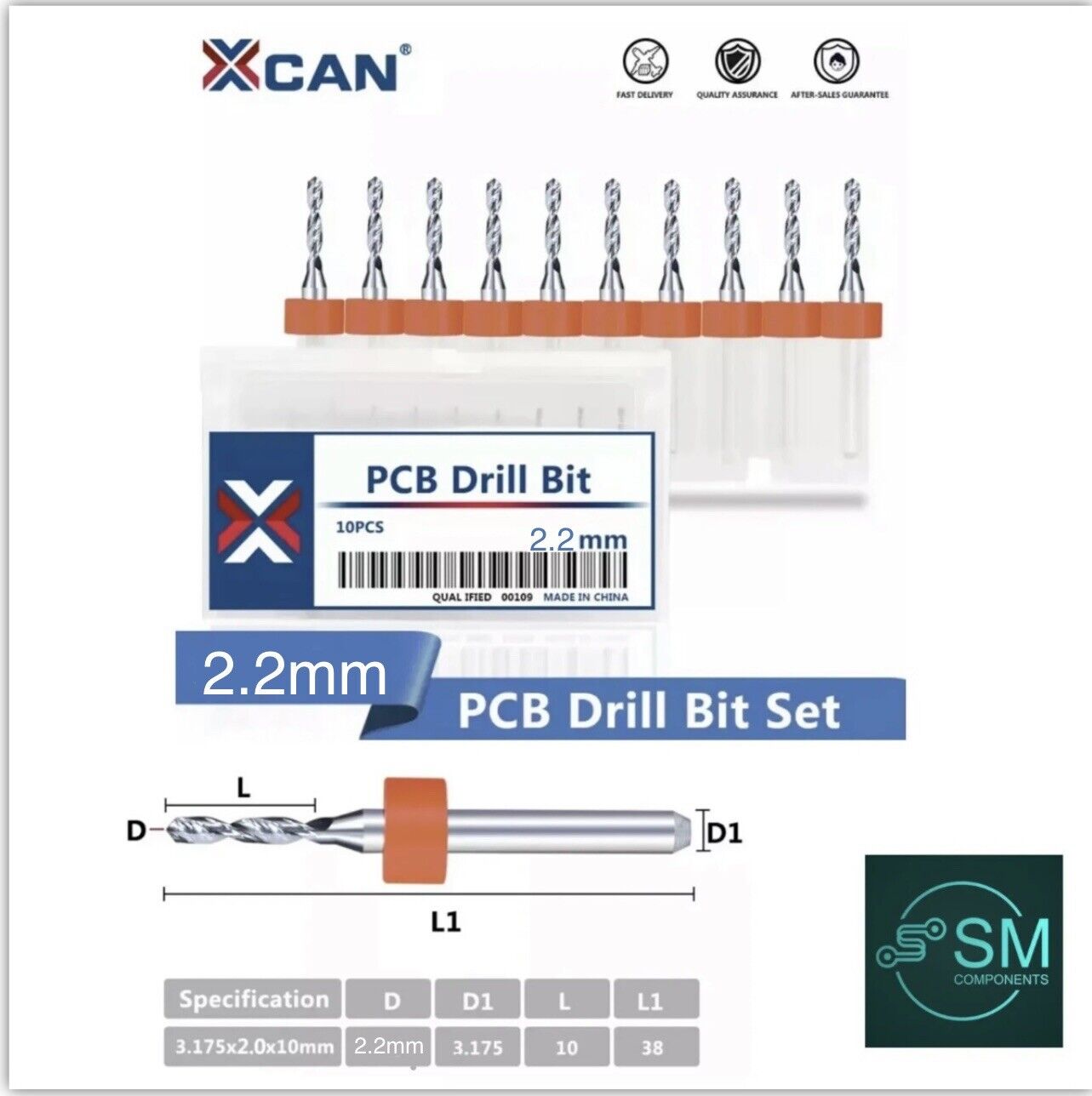 10Pcs 2.2mm PCB Print Circuit Board Tungsten Carbide Mini Micro Drill Bit Set