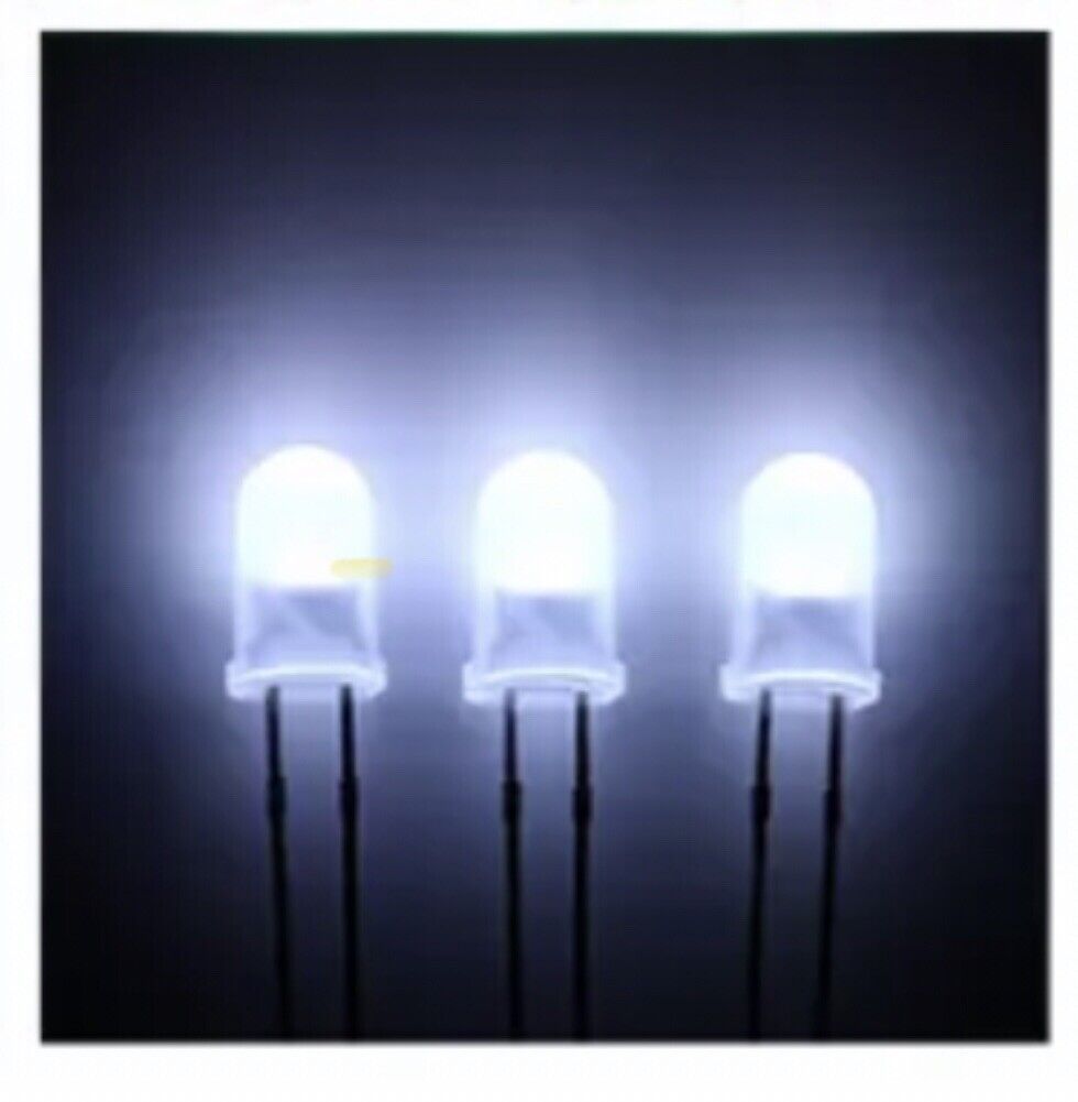 100pcs 5mm White Diffused Round Top LED Diodes Light Emitting Diodes 8000-8500K