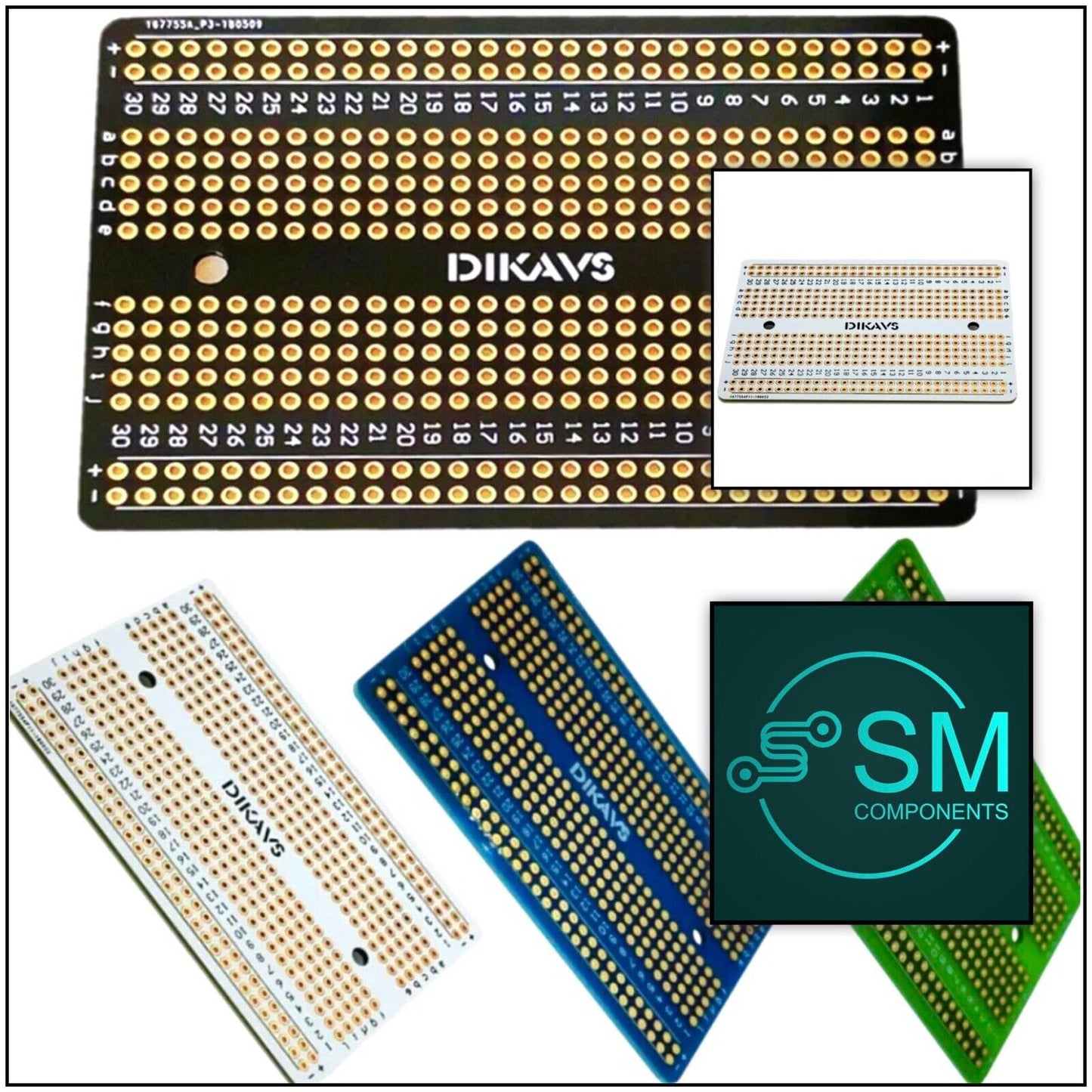 2PC 80x55 Double Side FR4 Arduino Breadboard Prototype PCB WHITE Soldering Board