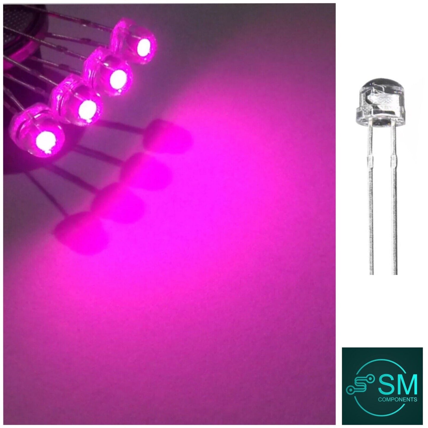 5mm Pink Led Light Emitting Diode Straw Hat 100pcs LED Clear Top Round Head