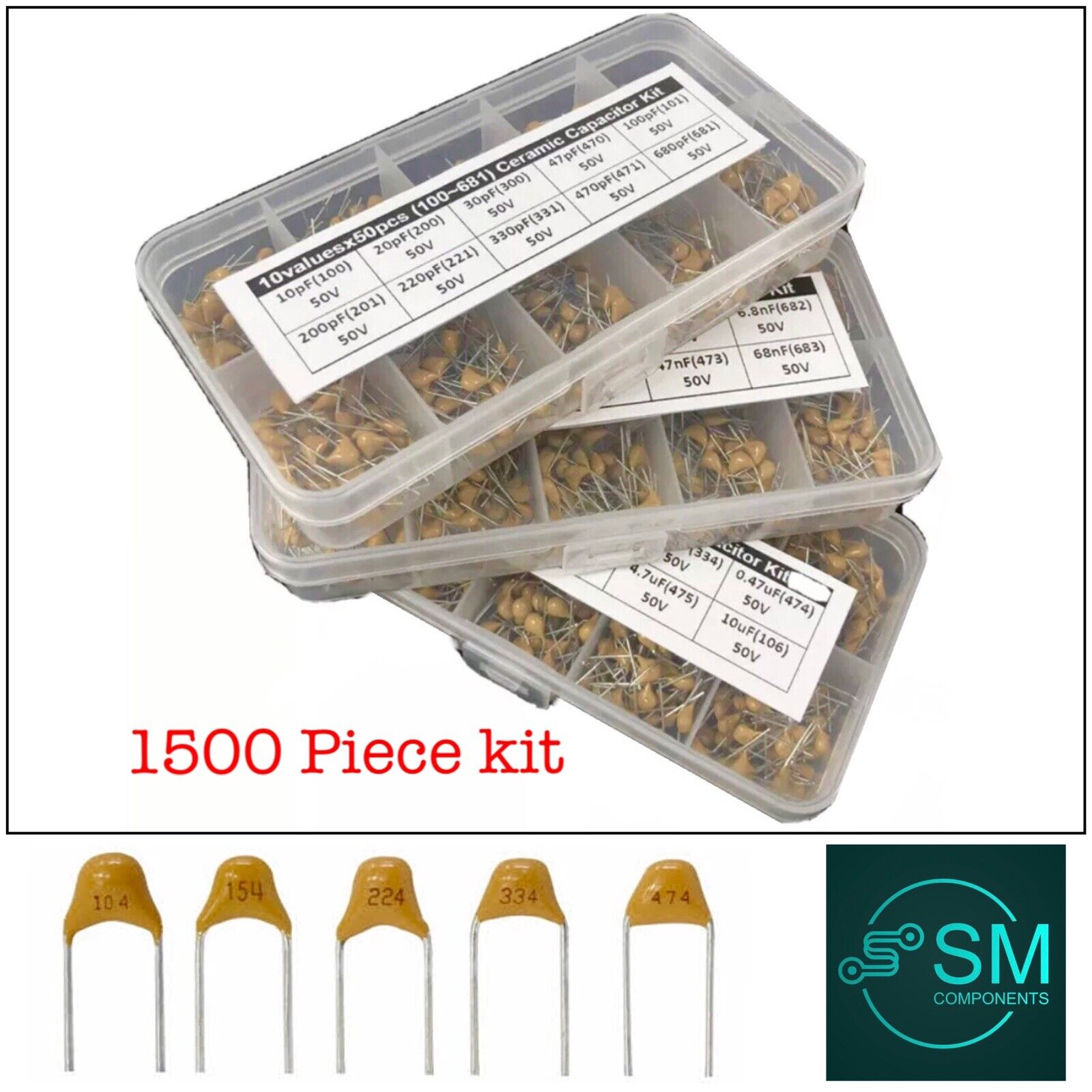 1500pcs 30 Values 50v 10pf~10uf Multilayermonolithic Dip Ceramic Capa Sm Components 2052