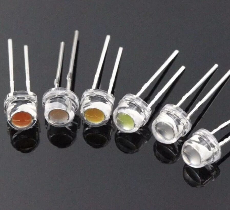 5mm Yellow LARGE CHIP Straw Hat Led Diode 100pcs Round Clear Top 588nm Yellow