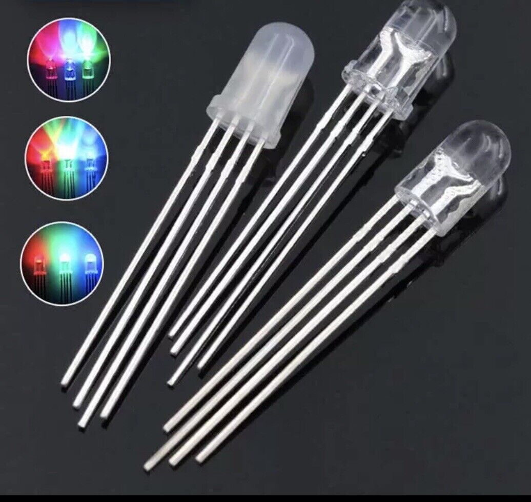 100pcs 5mm LED 4pin RGB Red Green Blue Clear Top Tricolour Common Anode LED