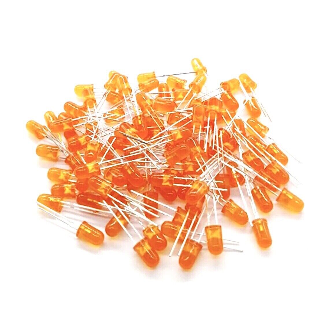 5mm DIFFUSED ORANGE Led Diode 100pcs Round Head LED Colour Top 605-610nm