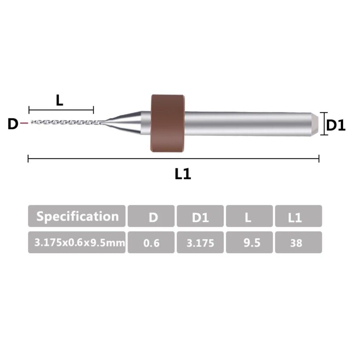 10Pcs 0.6mm PCB Print Circuit Board Carbide Mini Micro Drill Bit Set