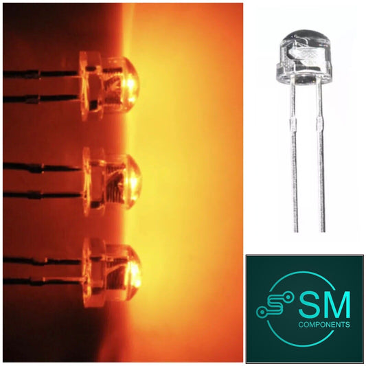 5mm Orange Straw Hat LARGE CHIP Led Diode 100pcs Round Head LED Clear Top 605nm