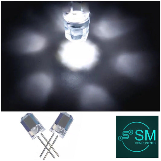 100PC 8mm DIP Clear HEXAGONAL Coolwhite  Led Light Emitting Diode DIY Electronic